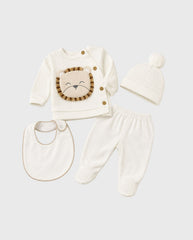 Set Primer Día León Calado Blanco estilo