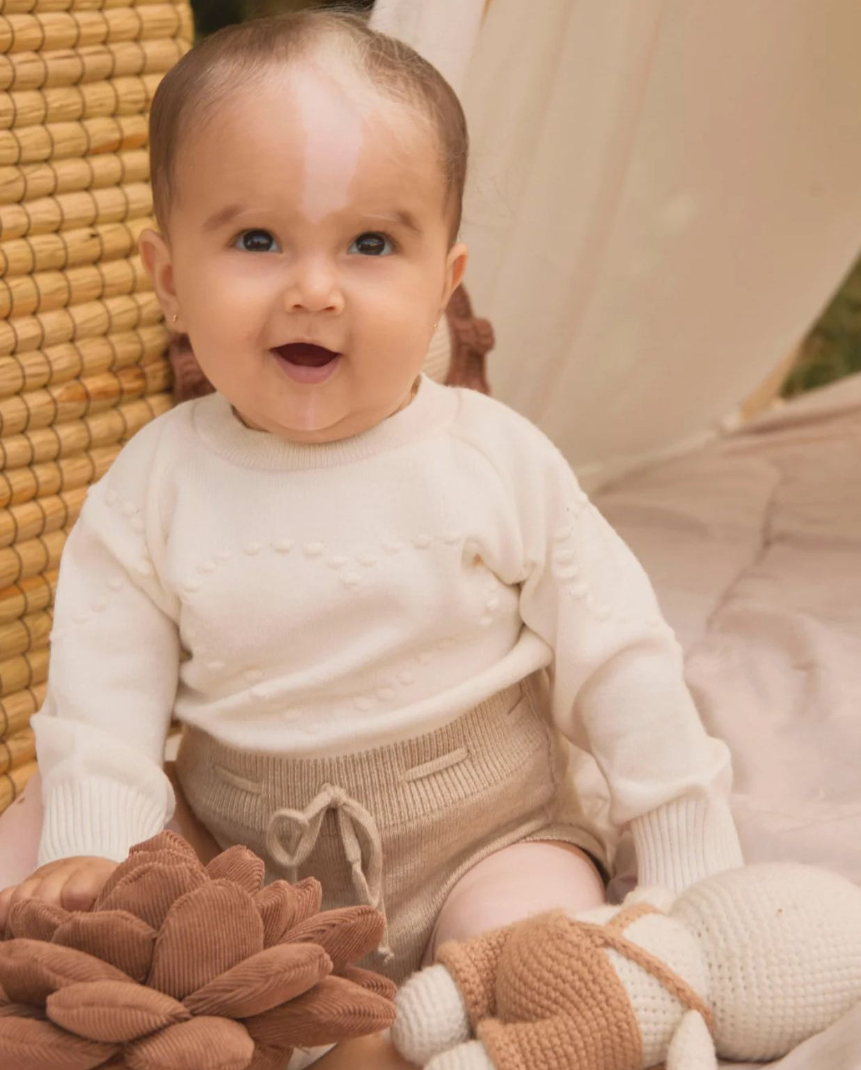 Body En Tricot Manga Larga Corazon Beige estilo