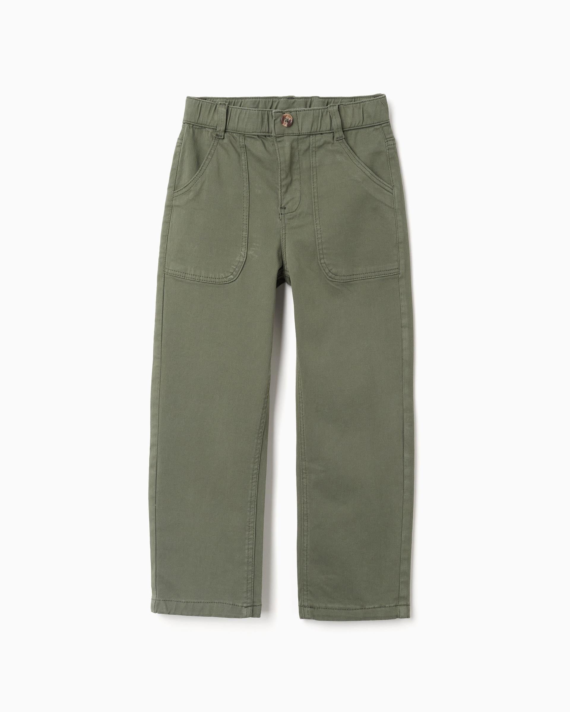 Pantalón Cintura Resorte Dril Verde Oscuro Zippy
