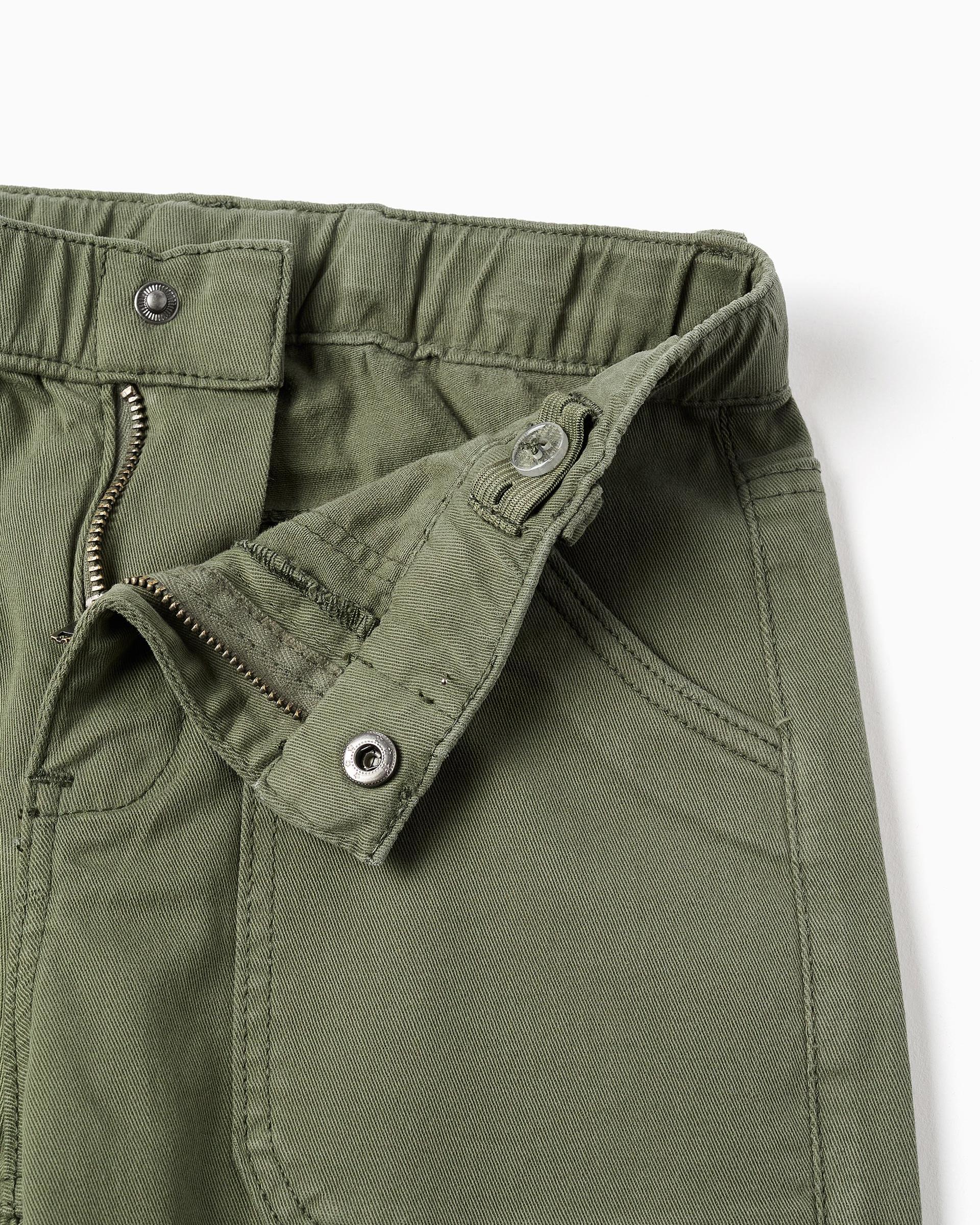Pantalón Cintura Resorte Dril Verde Oscuro Zippy ajustable