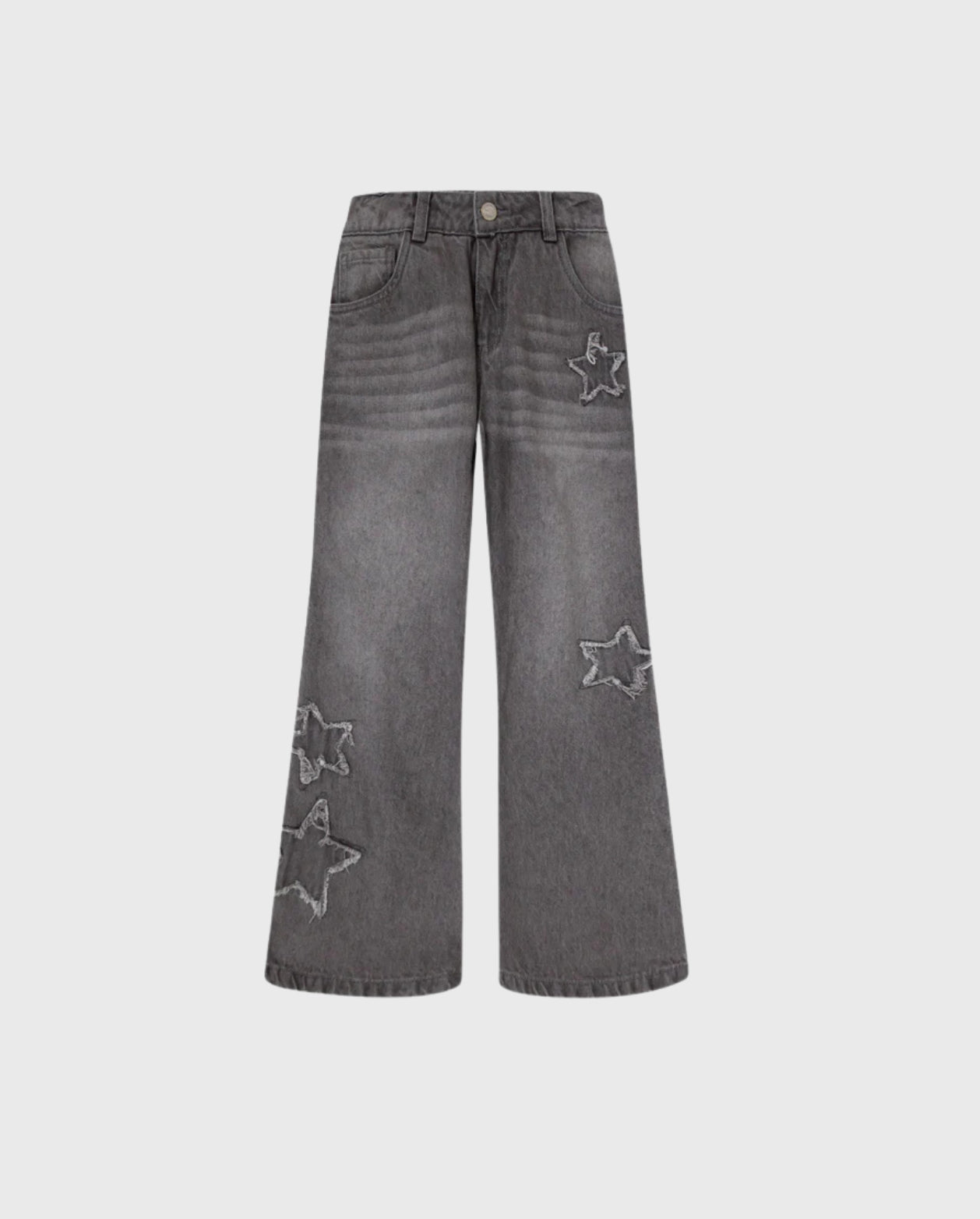 Pantalón Denim Bota Ancha Estrellas Gris
