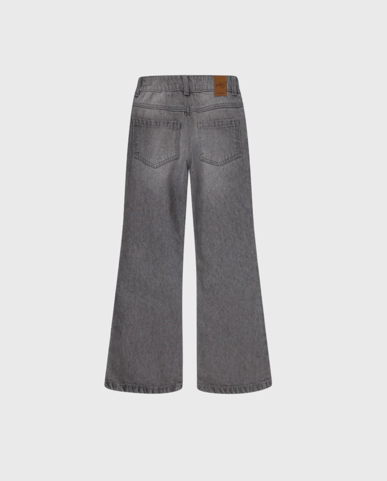 Pantalón Denim Bota Ancha Estrellas Gris diseño