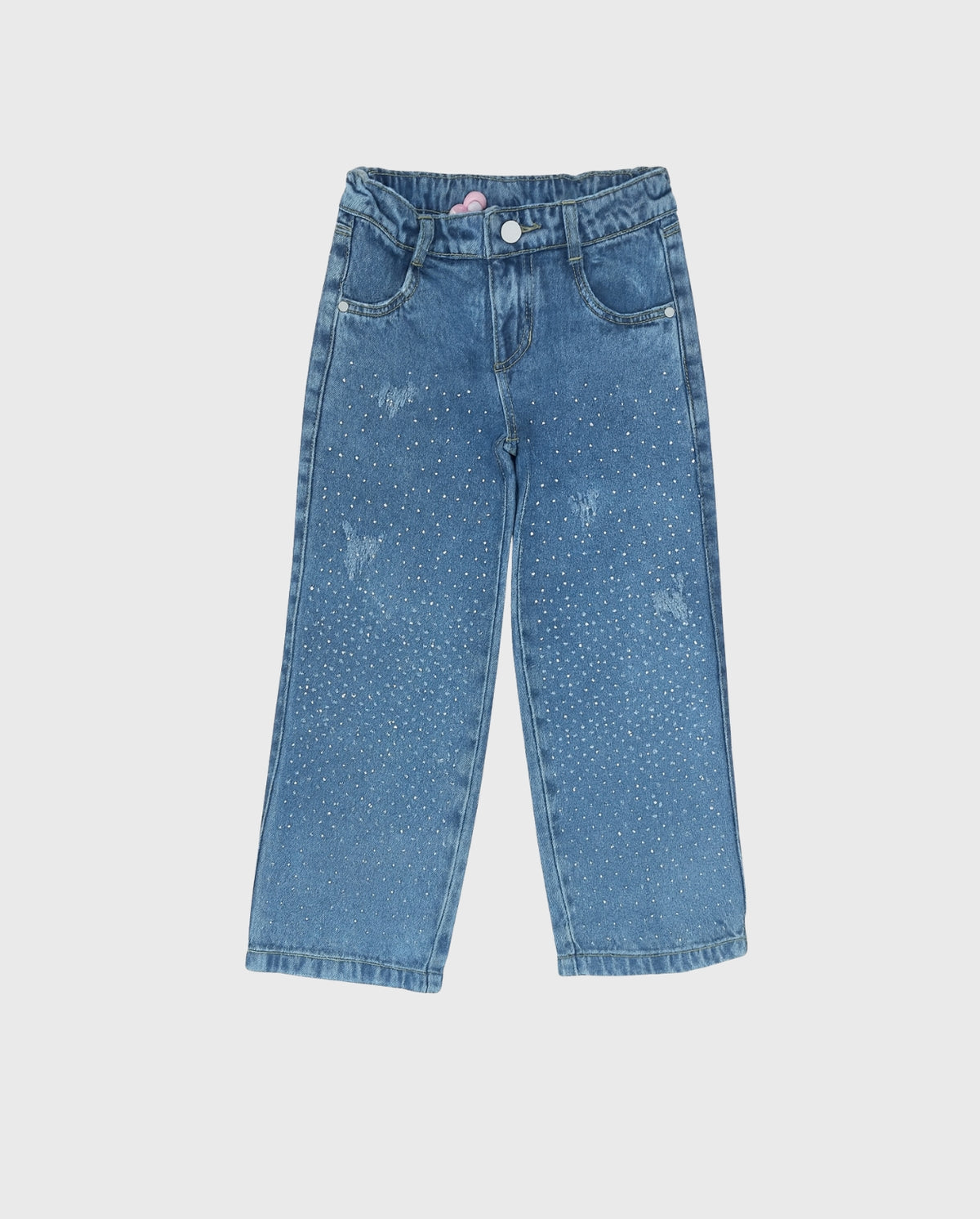 Pantalón Denim Medio Brillos Desgaste