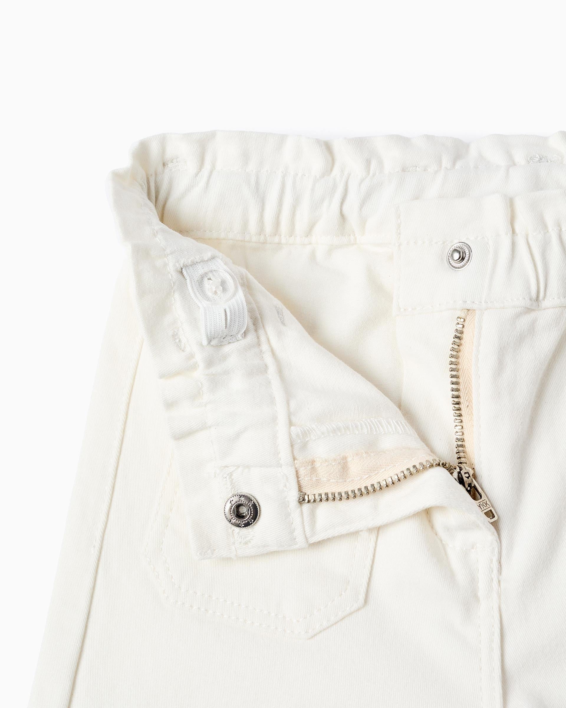 Pantalón Resorte Bolsillos Blanco Zippy cierre