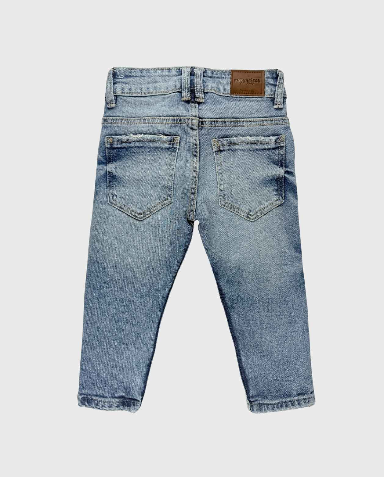 Pantalón Desgaste Denim Claro Moda