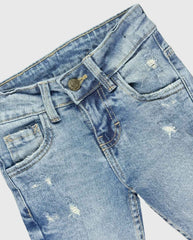 Pantalón Desgaste Denim Claro Detalle
