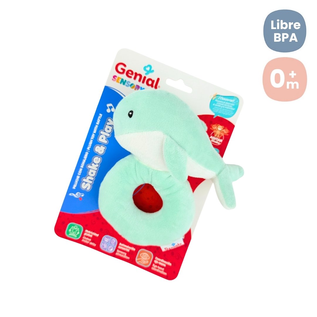 Peluche Press Sonajero Con Rasca Encías Delfín 