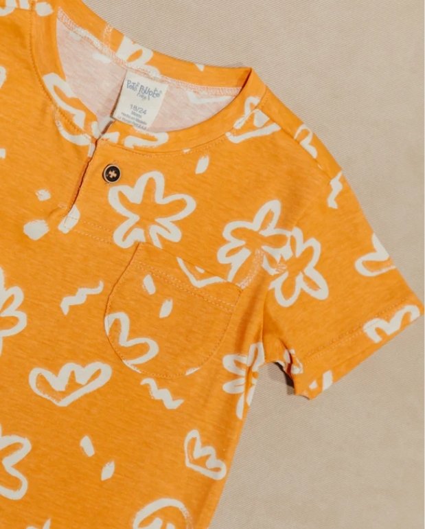 Conjunto Bermuda Estampado Naranja Diseño