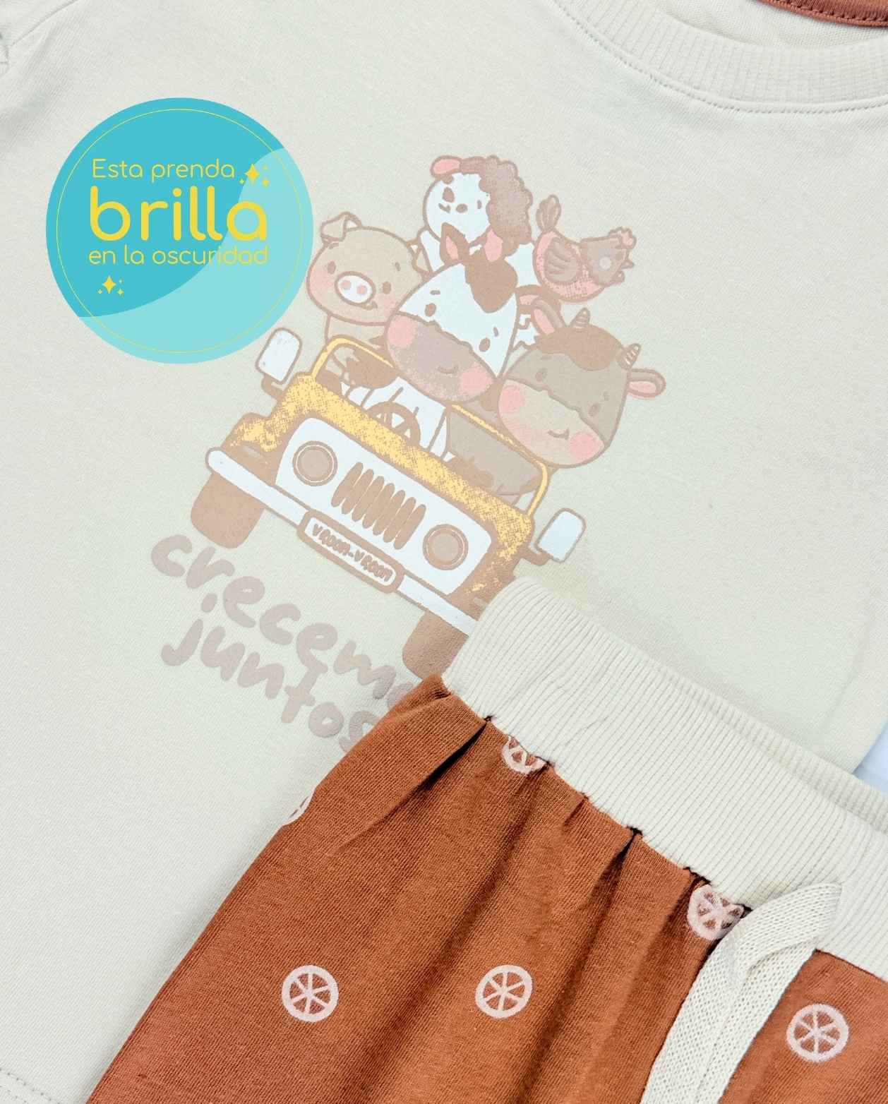 Pijama Manga Corta Estampado Carro Granja