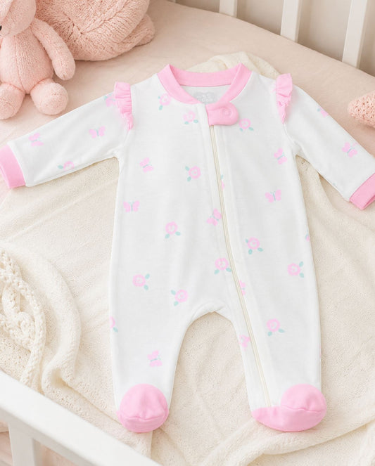 Pijama Enteriza Rosas y Mariposas Rosa