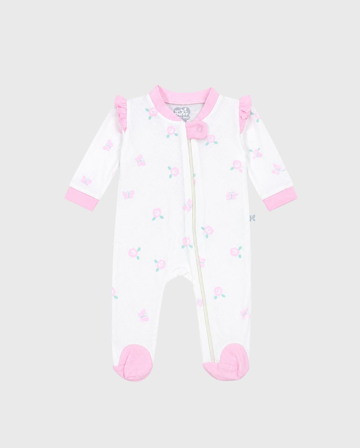 Pijama Enteriza Rosas y Mariposas Rosa diseño