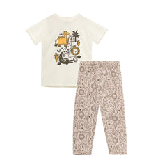 Pijama Pantalon Estampado Animales Marfil