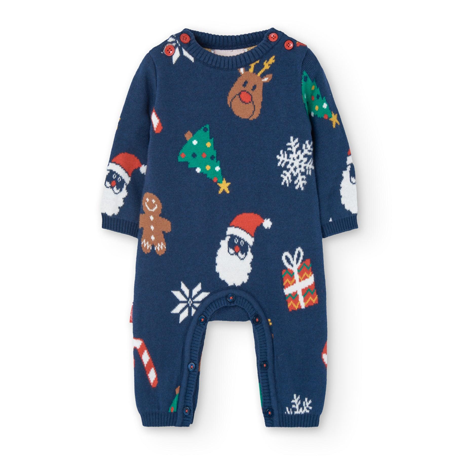 Pijama Tricot Azul Navidad Boboli