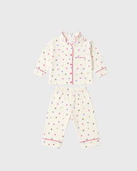 Pijamas Manga Larga Corazones Beige