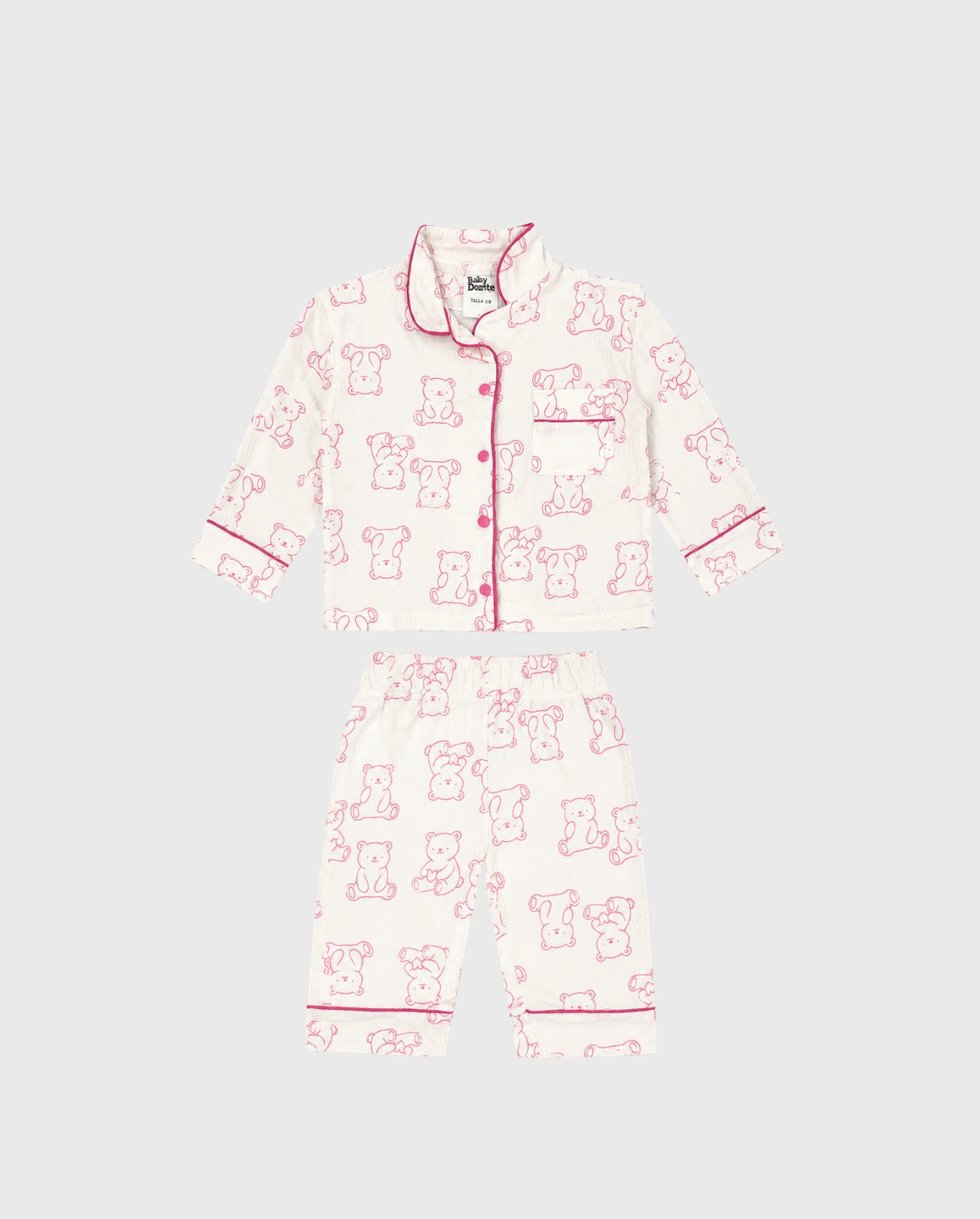 Pijamas Manga Larga Osos Rosa