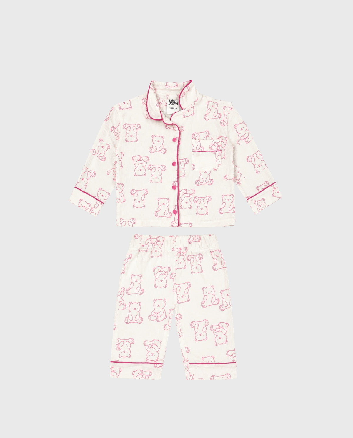 Pijamas Manga Larga Osos Rosa