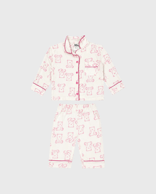 Pijamas Manga Larga Osos Rosa