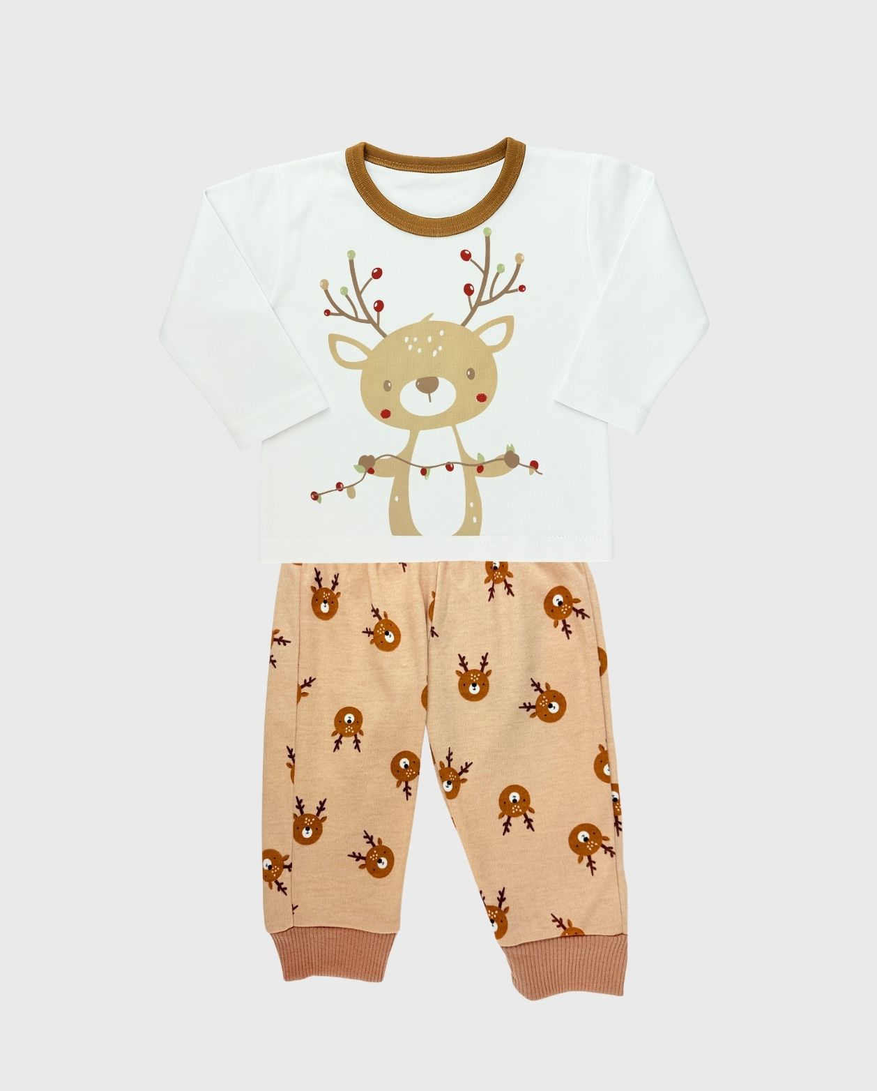 Pijama Estampado Reno Beige
