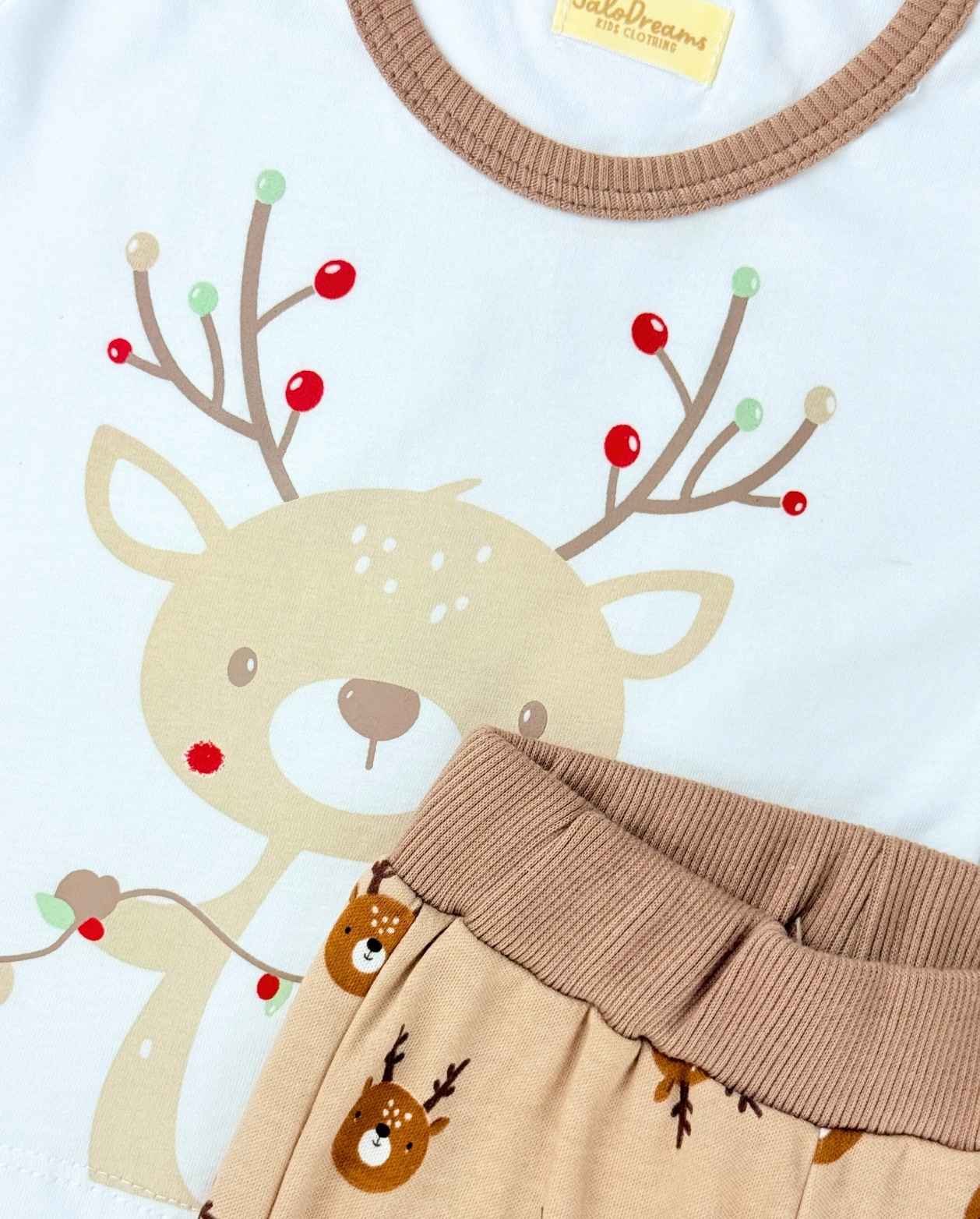 Pijama Estampado Reno Beige Navidad
