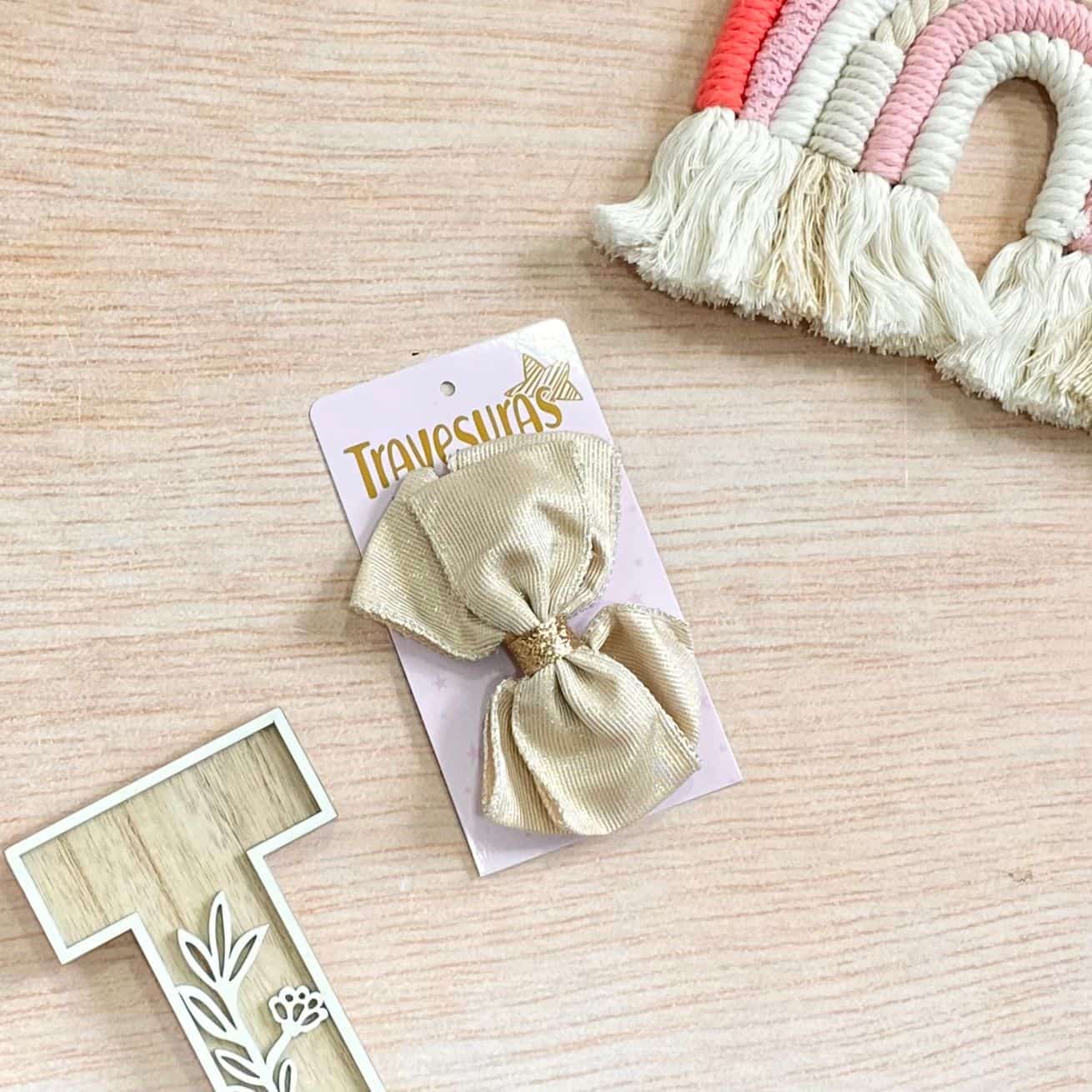 Pinza Moño Brillo dorado