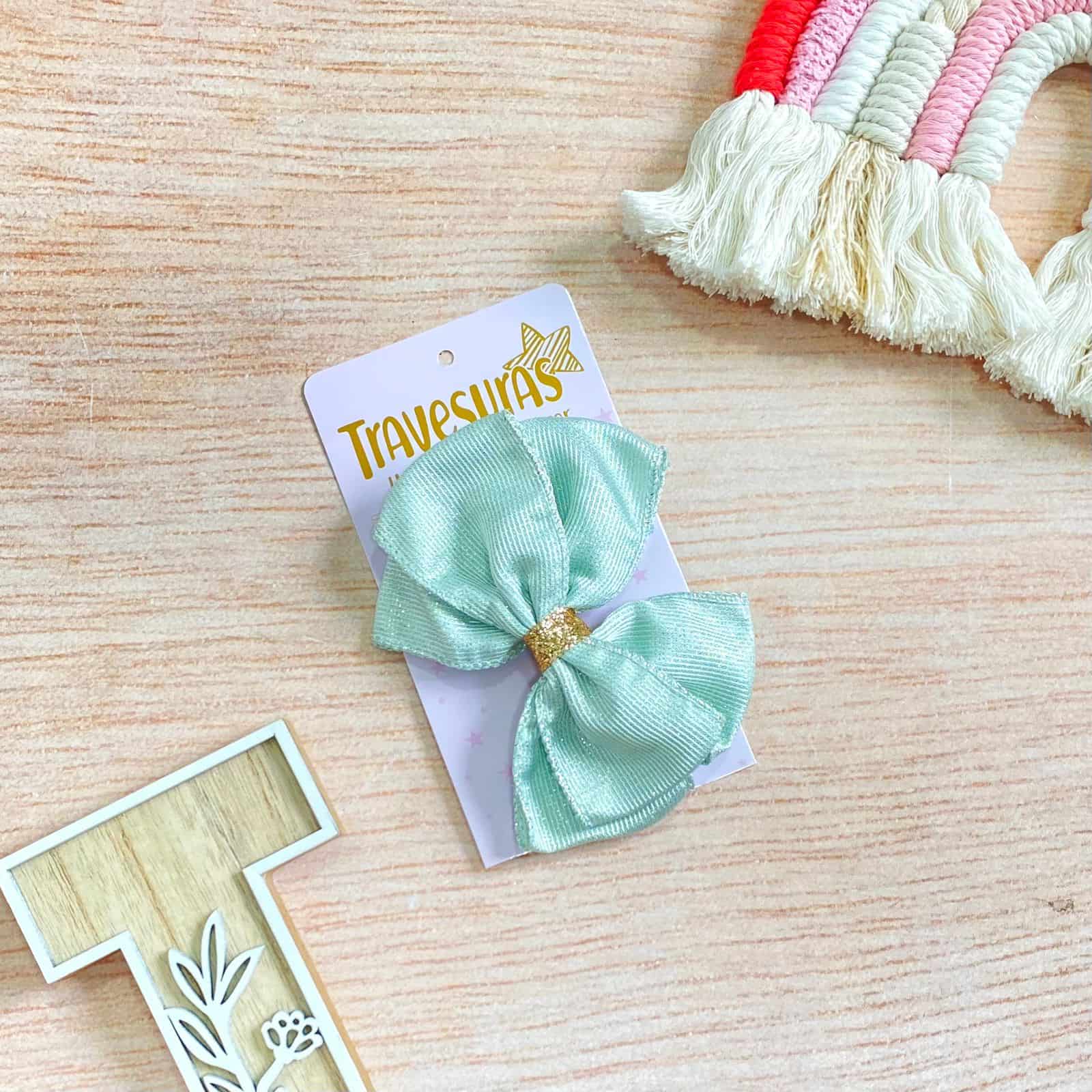 Pinza Moño Brillo verde 