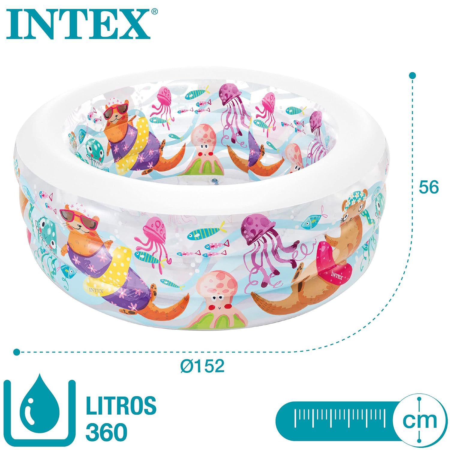 Piscina Inflable Circular Animales Del Mar medidas
