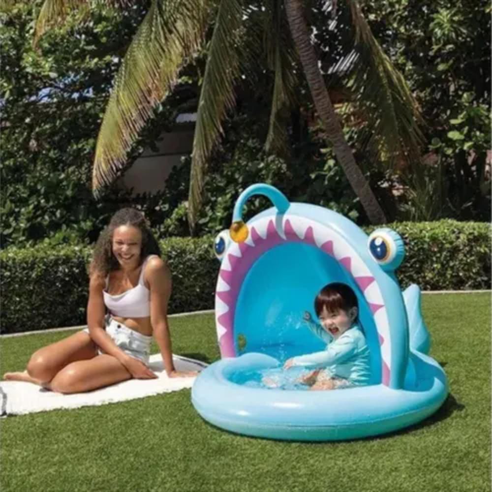 Piscina Inflable Con Techo Pez Azul niño