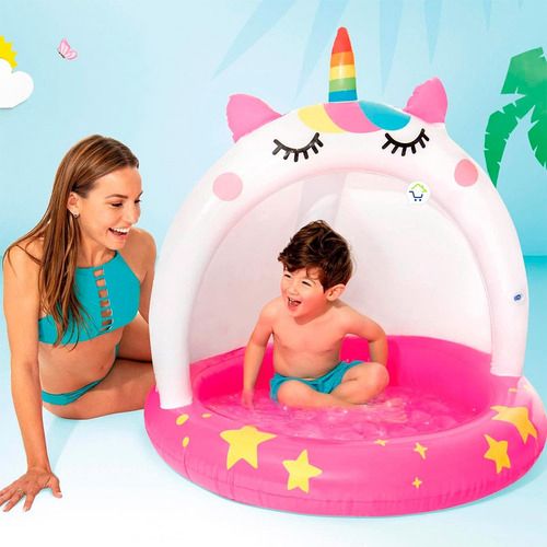 Piscina Inflable Con Techo Unicornio bebe