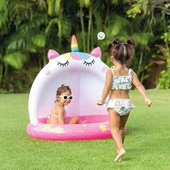 Piscina Inflable Con Techo Unicornio niños 