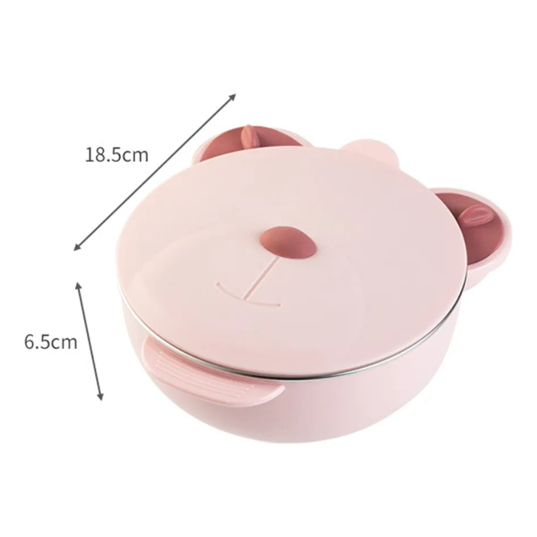 Plato Infantil En Acero Inoxidable Con Diseño De Oso Medidas