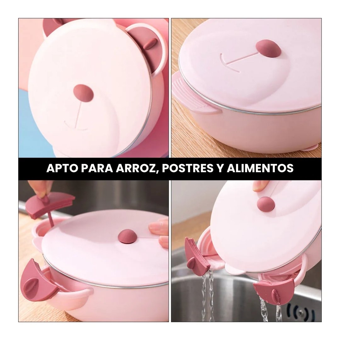 Plato Infantil En Acero Inoxidable Con Diseño De Oso Alimentos 