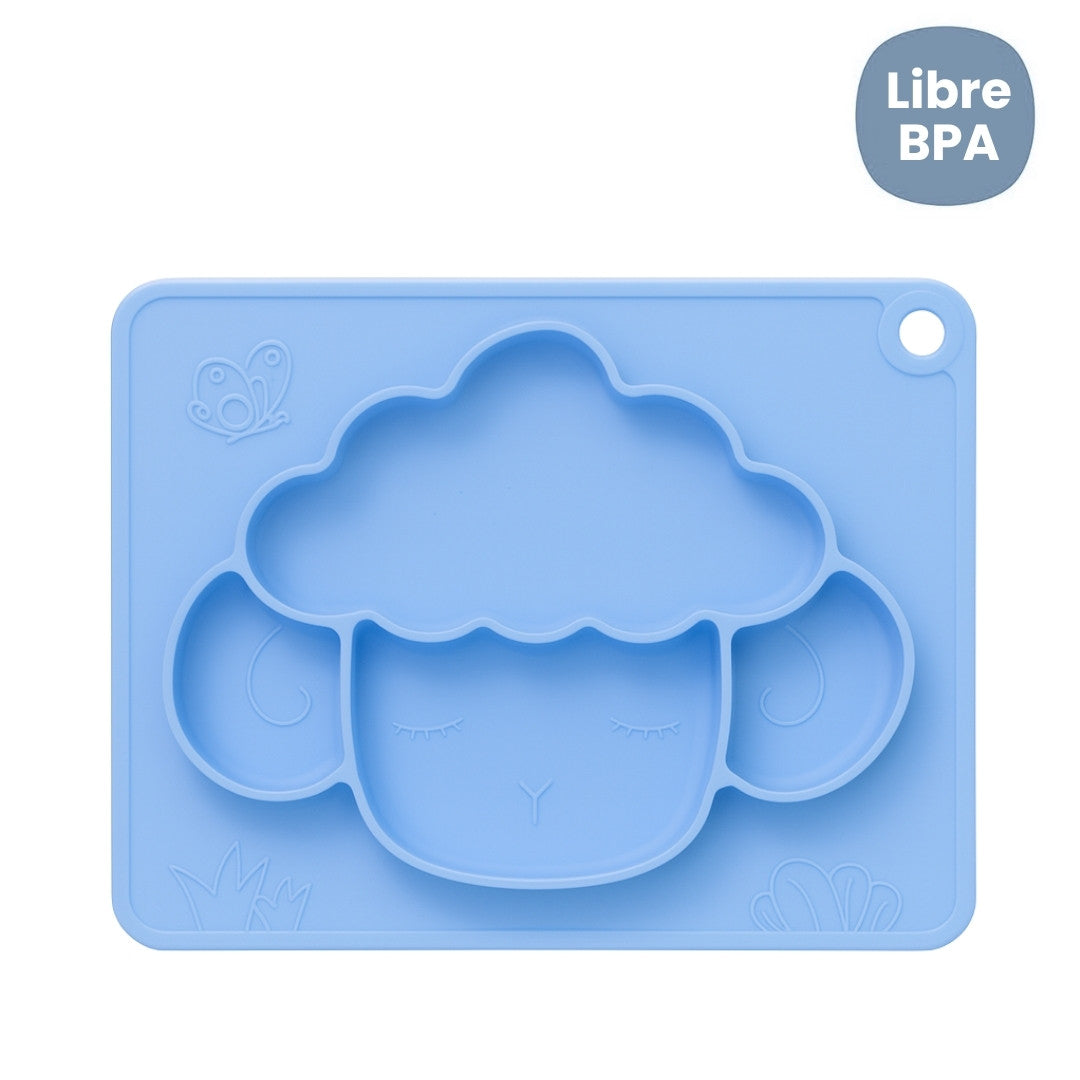 Plato En Silicona Oveja Azul 