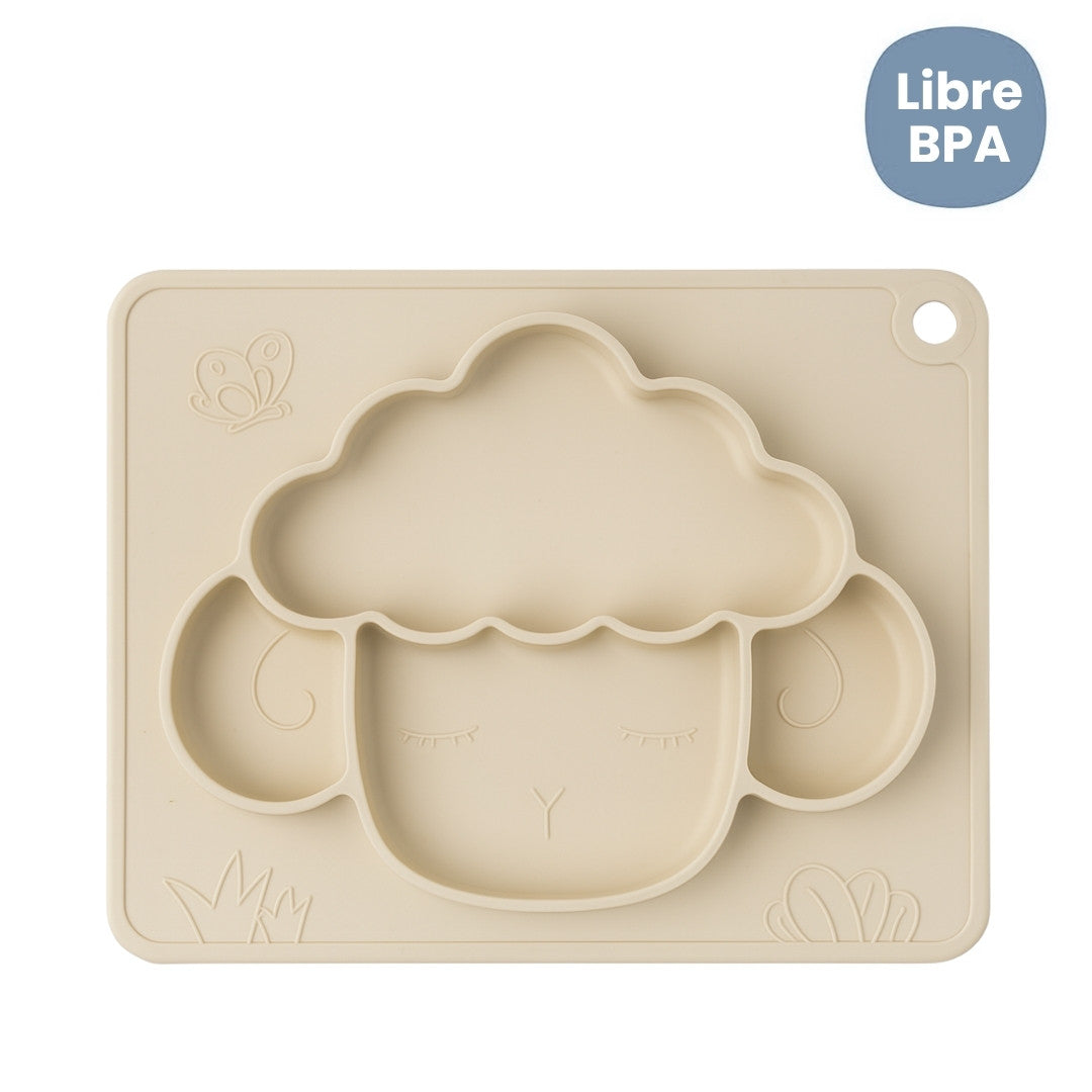 Plato En Silicona Oveja Beige