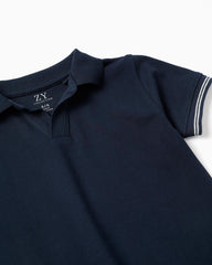 Polo Clásico Detalle Rayas Azul Oscuro Zippy detalle