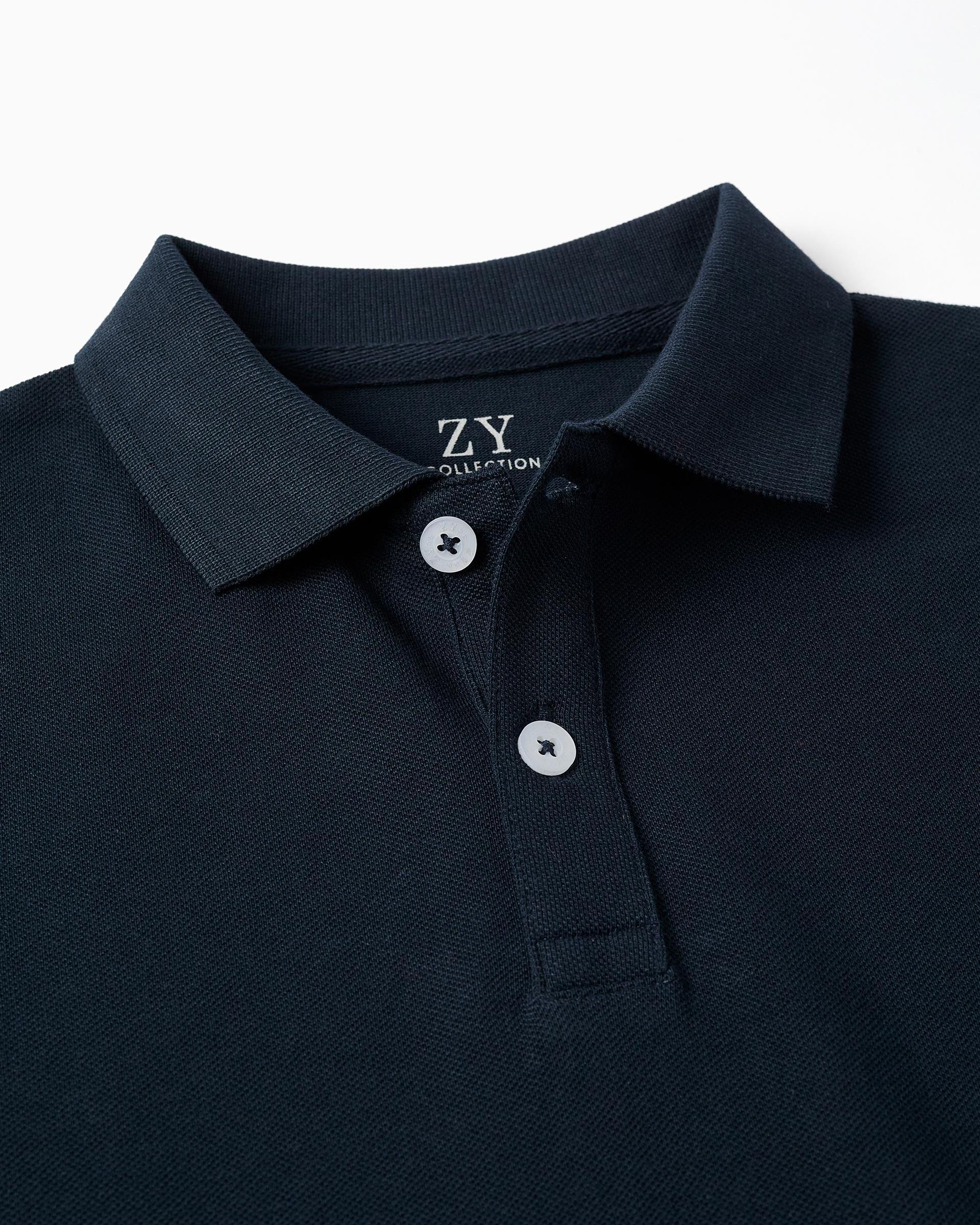 Polo Clásico Para Niño Azul Oscuro Zippy cuello