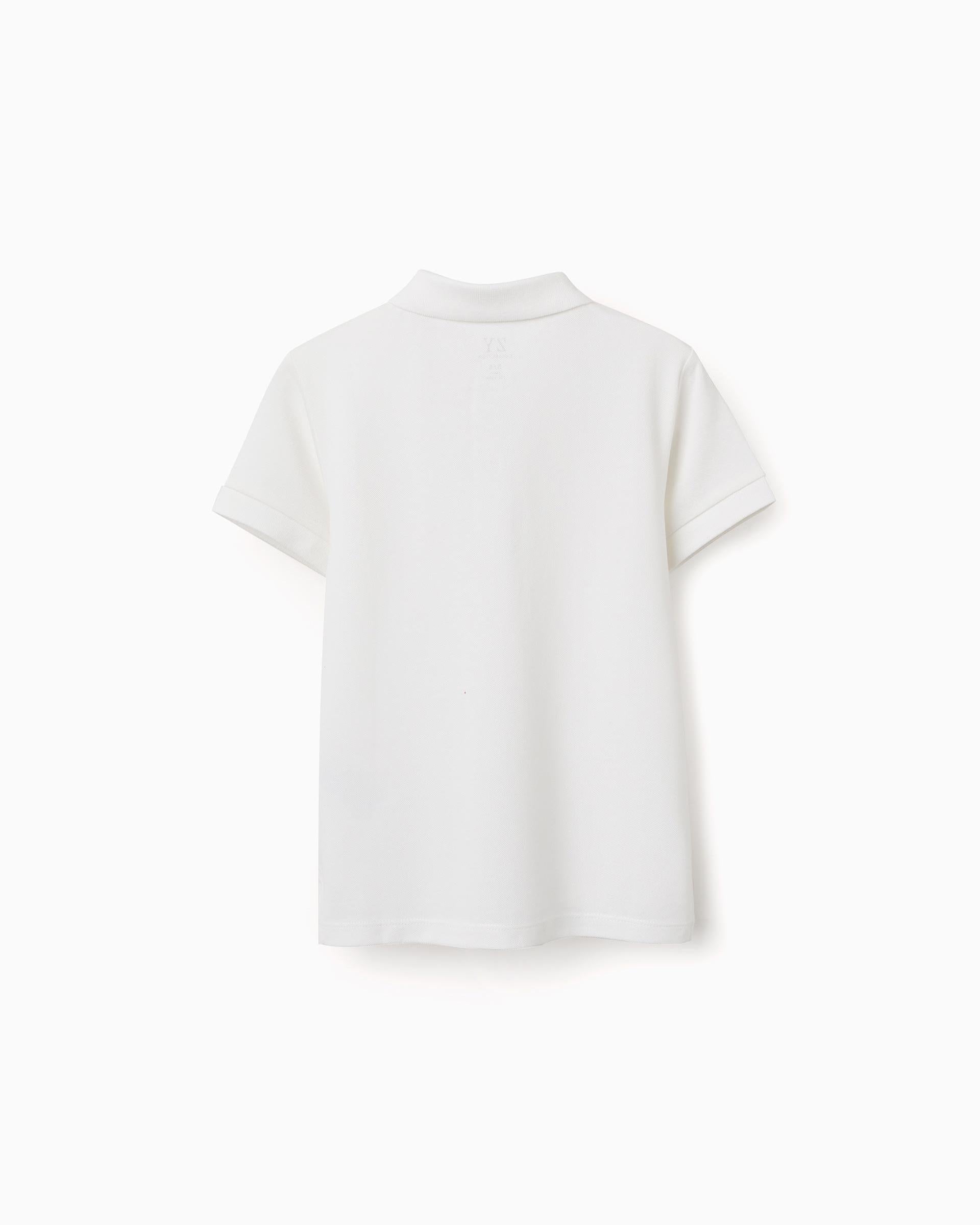 Polo Clásico Para Niño Blanco Zippy diseño