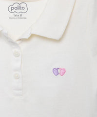 Polo Corazones Beige detalle