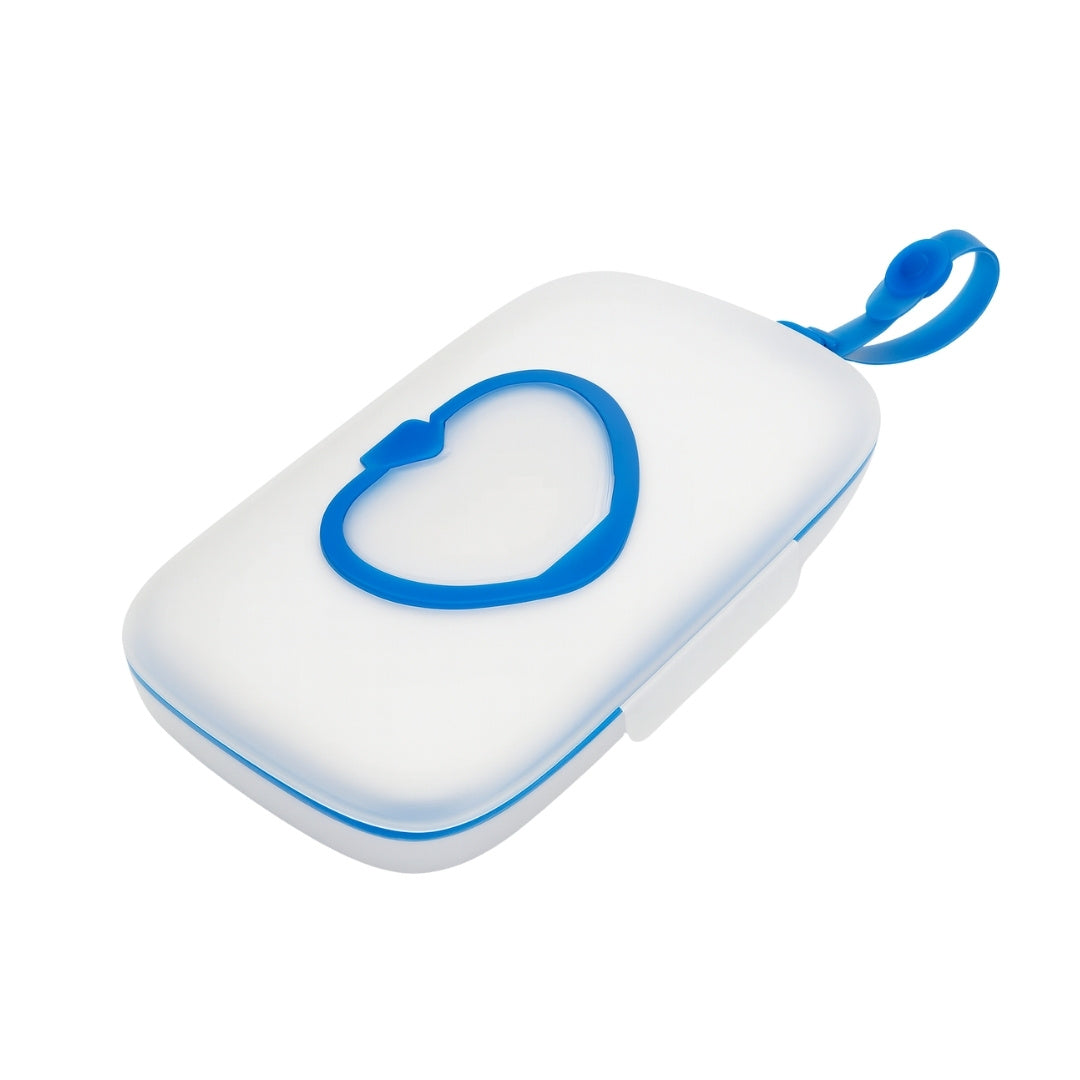 Porta Pañitos Transparente Con Detalles De Color Azul