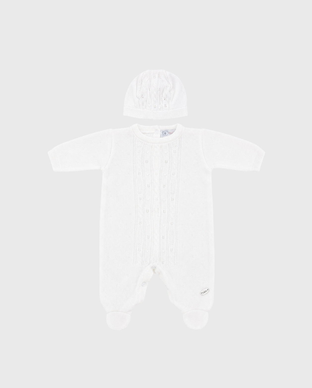 Primer Dia Con Gorro Tejido Unisex Blanco diseño