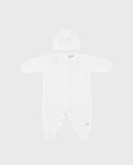 Primer Dia Con Gorro Tejido Unisex Blanco diseño