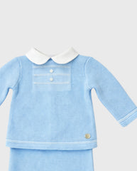 Primer Dia Tricot Cuello Botones Azul Martin Aranda detalle