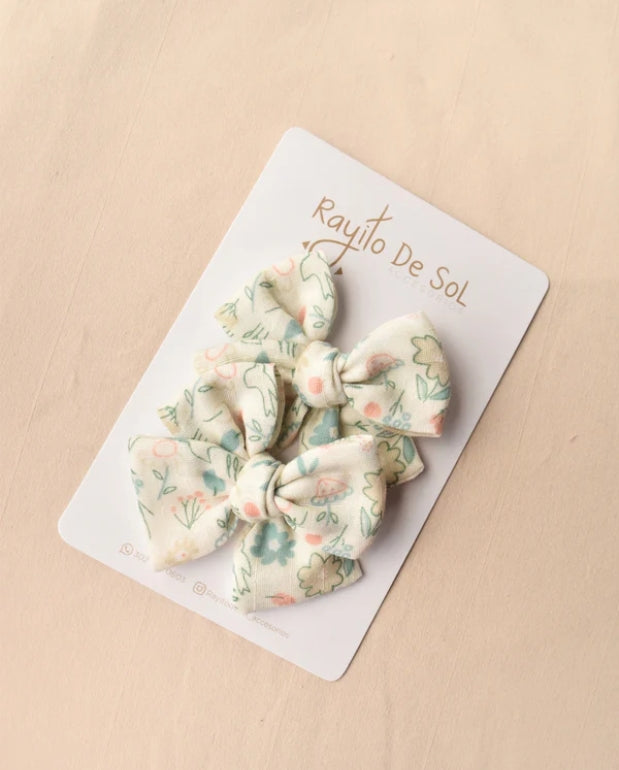 Set 2 Pinzas Moño Turquesa Rayito de Sol