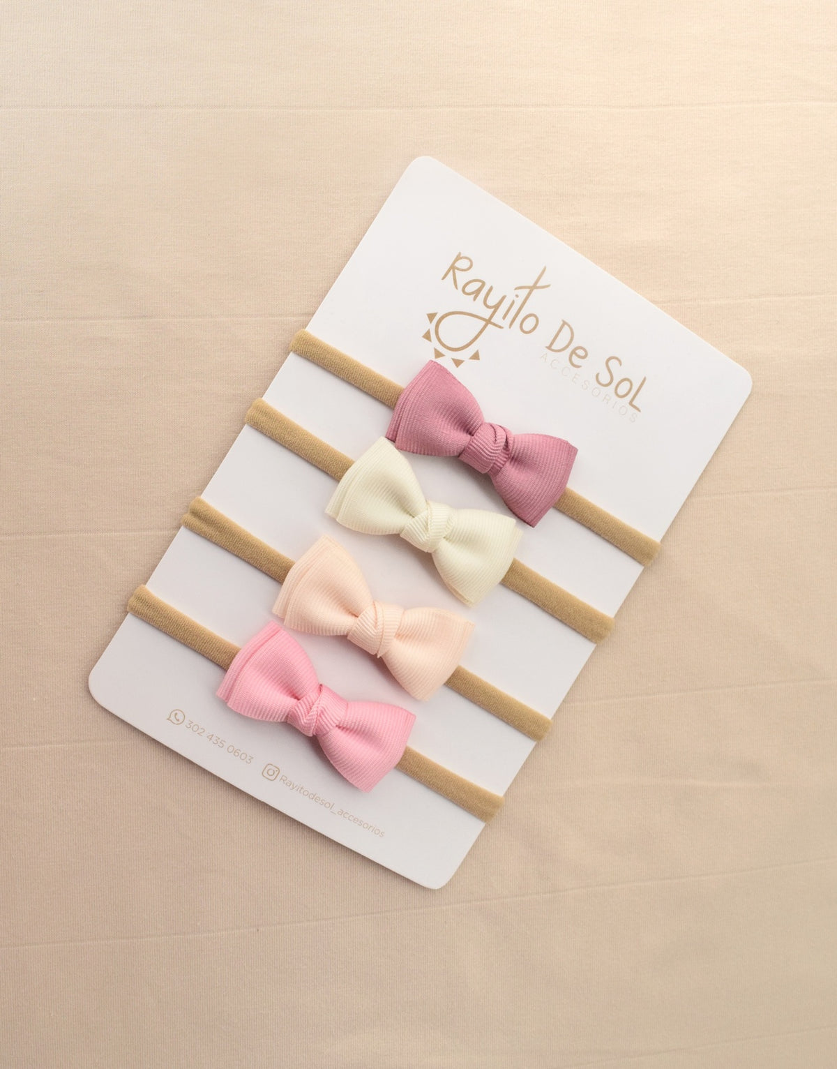 Set 4 Balacas Moño Meli Rosa Rayito de Sol