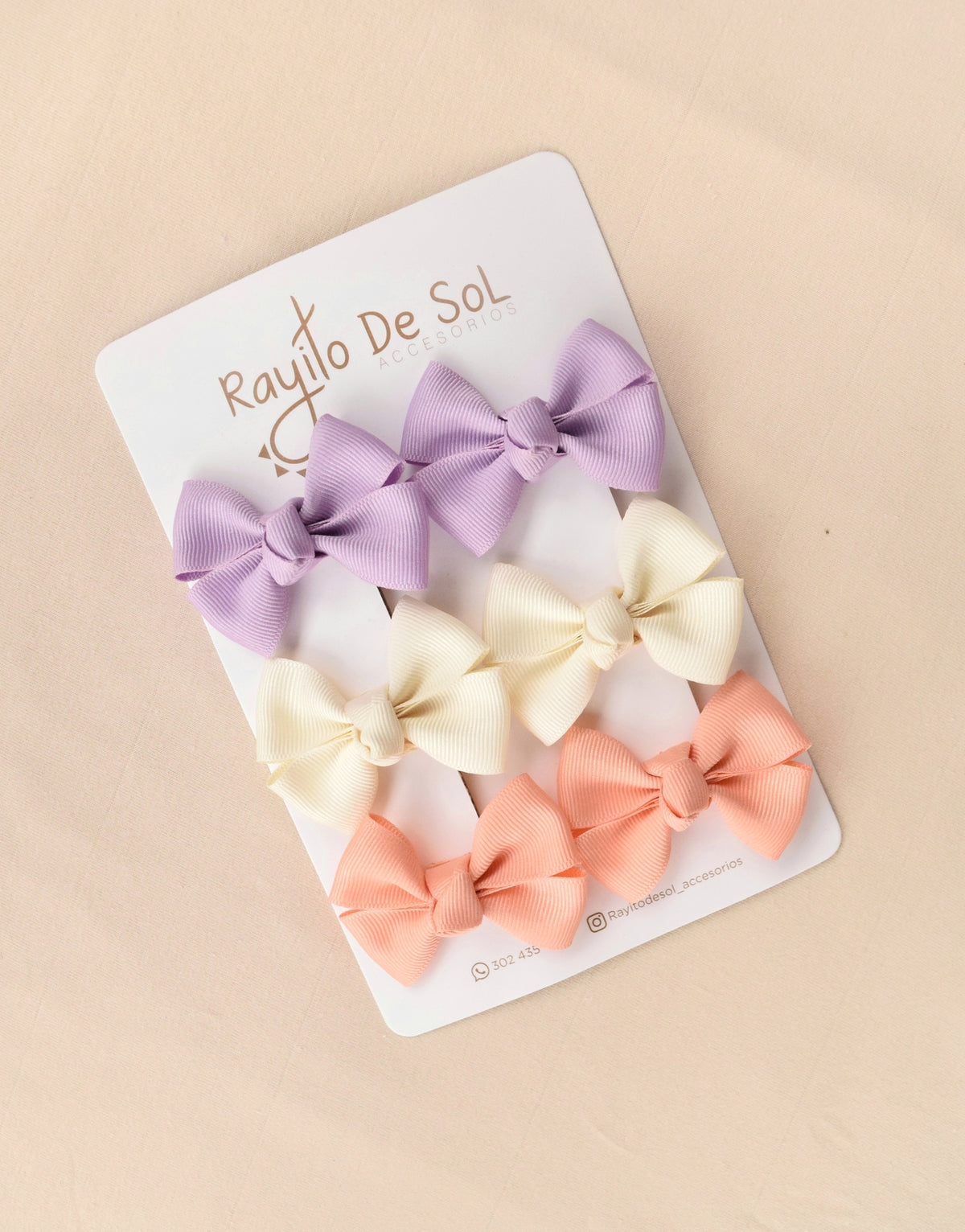 Set 3 Pares Pinzas Lila Salmon Rayito de Sol