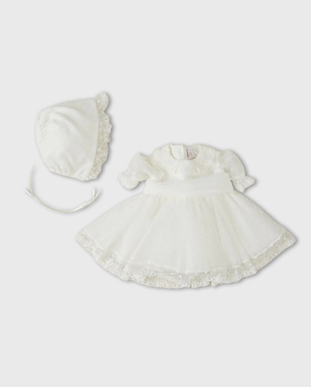 Vestido Ceremonia Plumeti Blanco Estilo