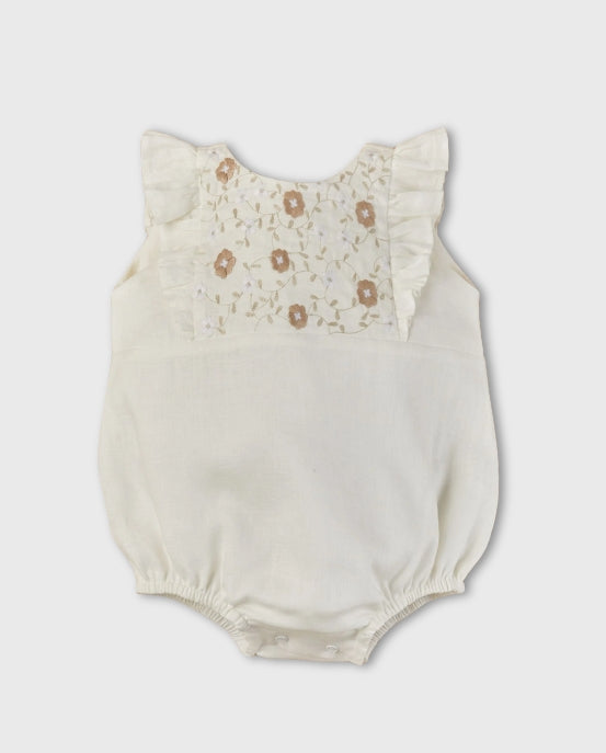 Mameluco Bordado Flores Marfil Romeo   Estilo