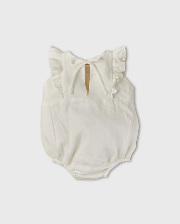 Mameluco Bordado Flores Marfil Romeo  Detalle