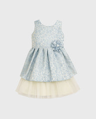 Vestido Bordado Flores Tul Combinado