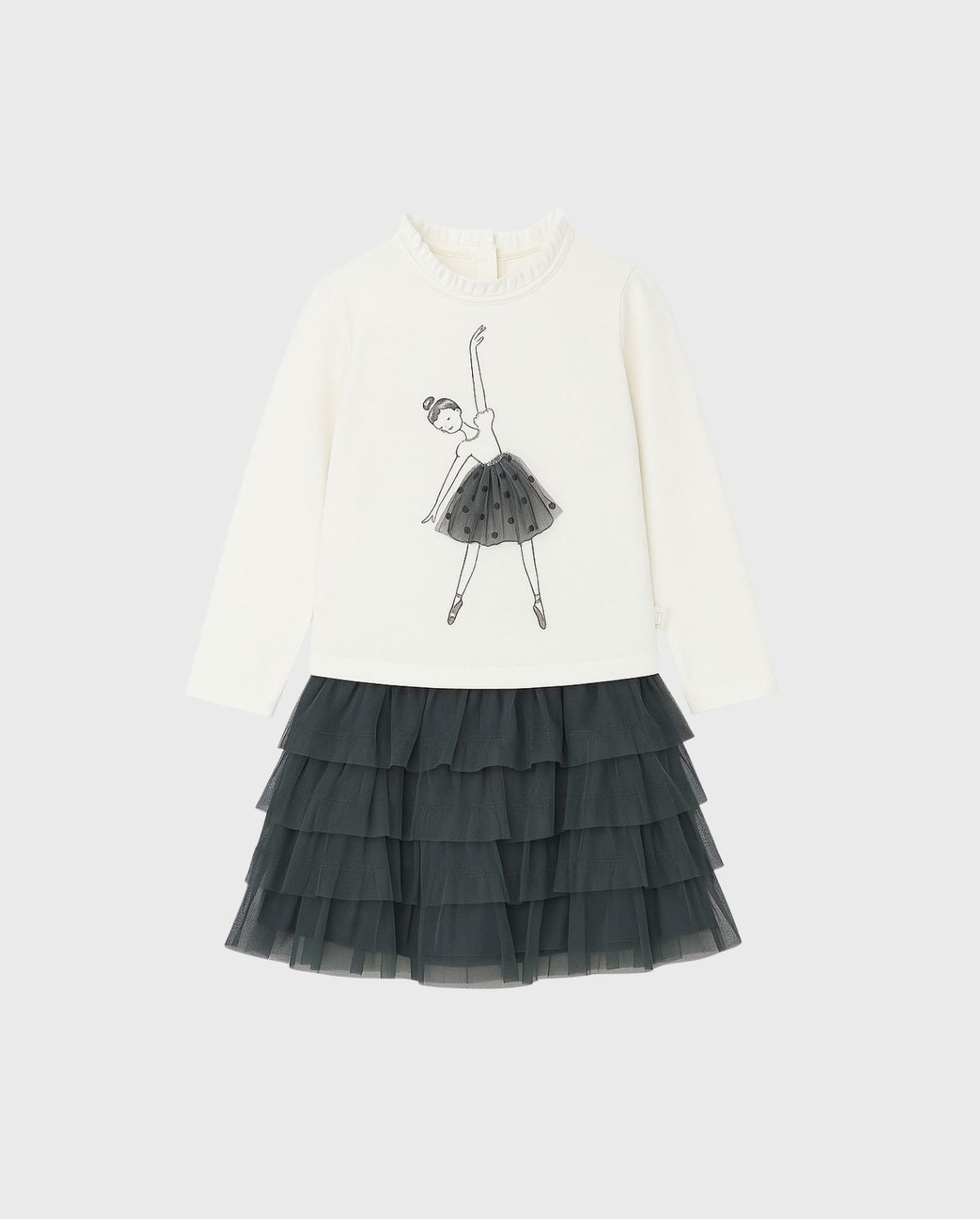 Conjunto Falda Tul Blusa Bailarina Gris Boboli