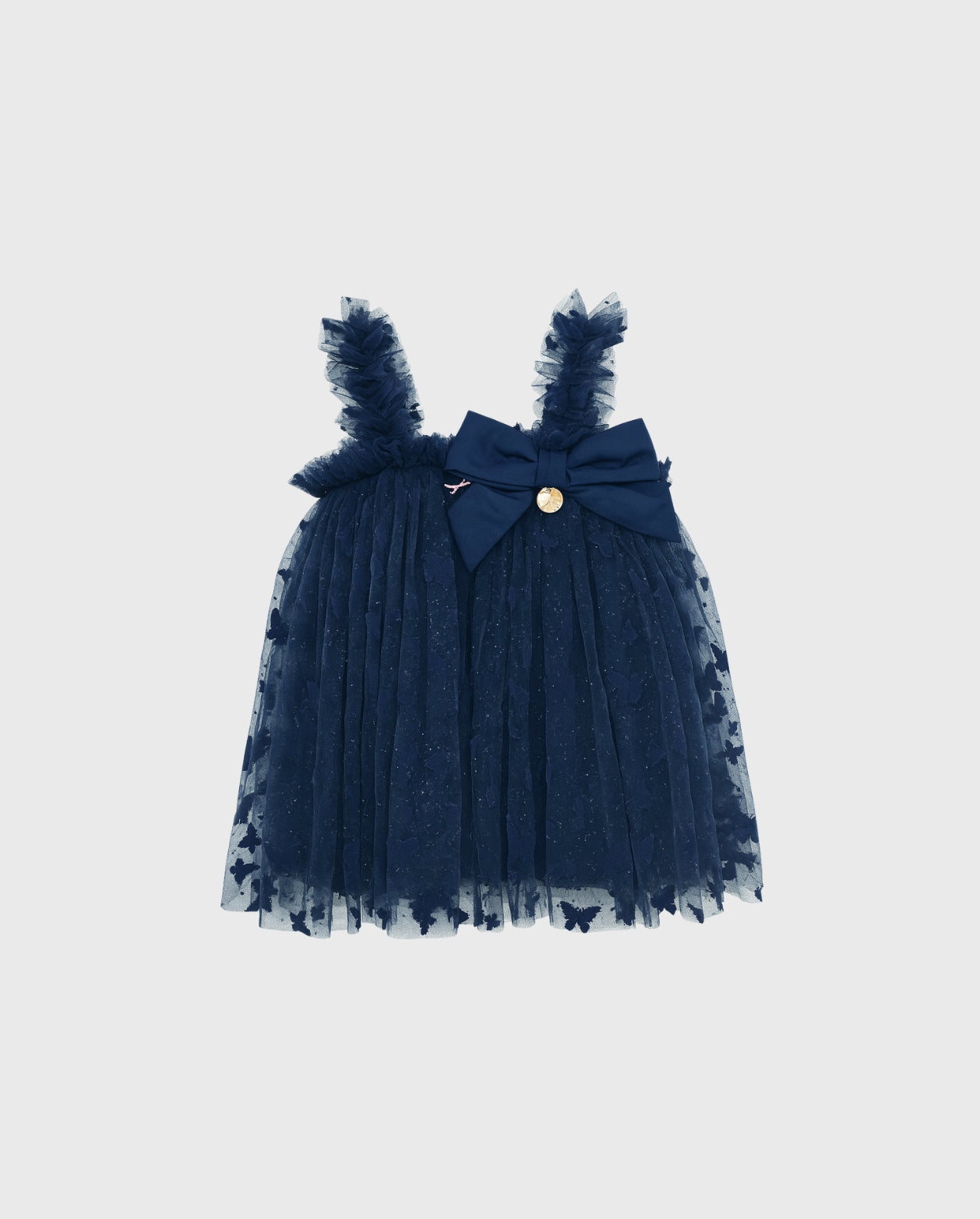 Vestido Tul Mariposas Moño Navy